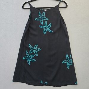 Starfish Print Black and Teal Dress Small
